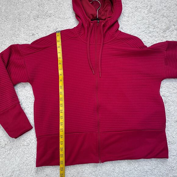 Dri-FIT Red Full Zip Logo Ribbed Hoodie Funnel Neck Sportscore Sweatshirt Sz: M - Picture 4 of 9